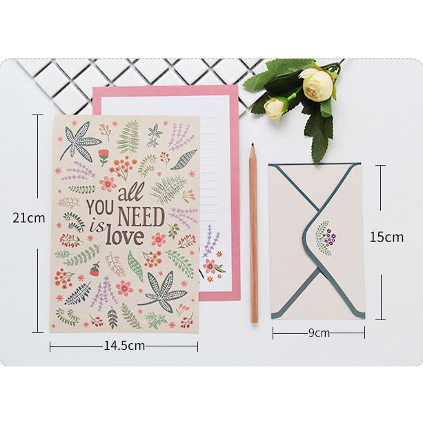 Set giấy viết thư A5 FLORAL 21*15 (6 giấy+3PB)