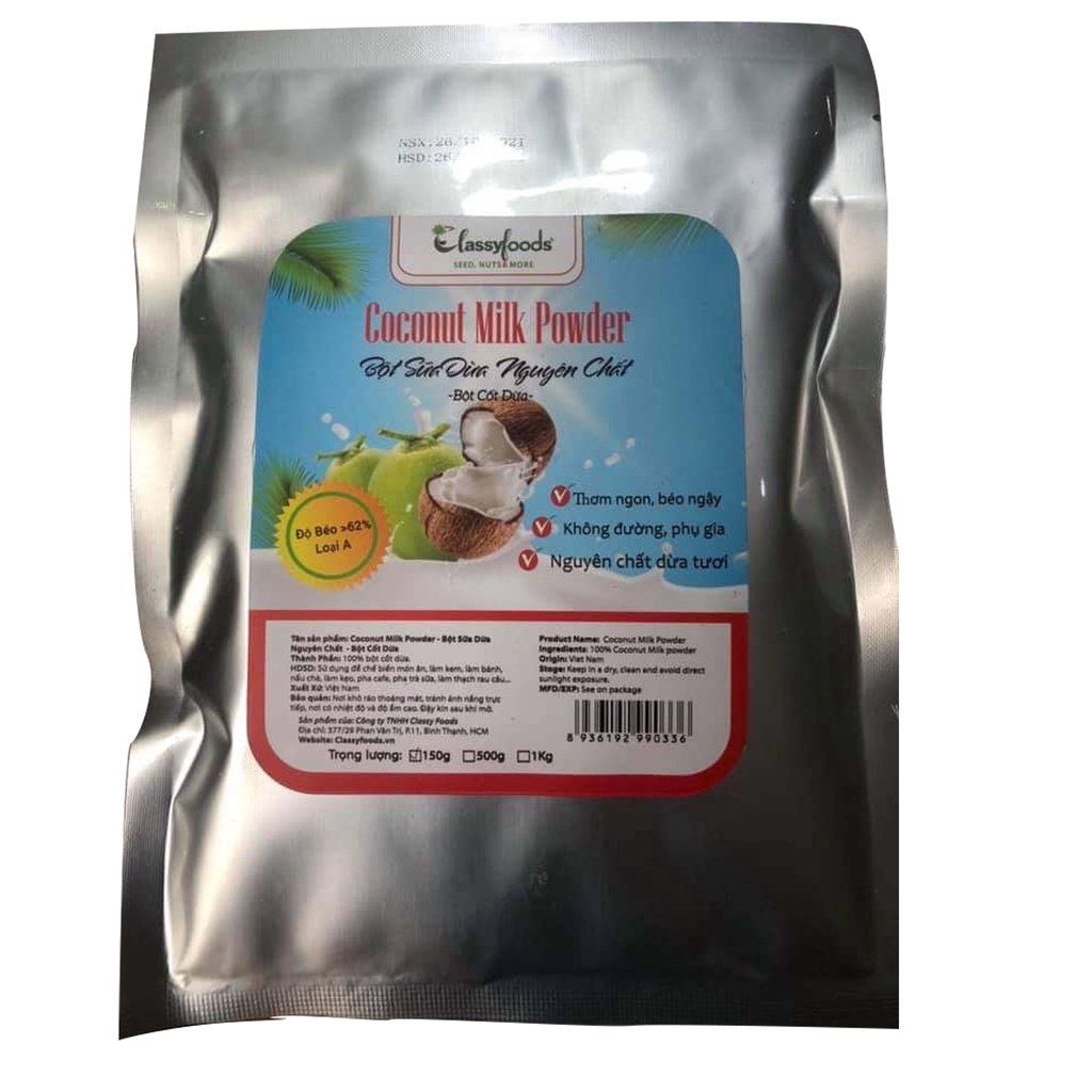 Bột sữa dừa nguyên chất ( bột cốt dừa ) độ béo > 60% ( 150gr , 500gr, 1kg)
