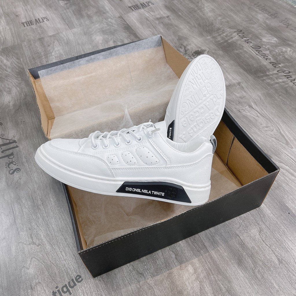 [NewColection] Giày thể thao nam, giày sneakers nam da mềm đế xanh Twhite L760