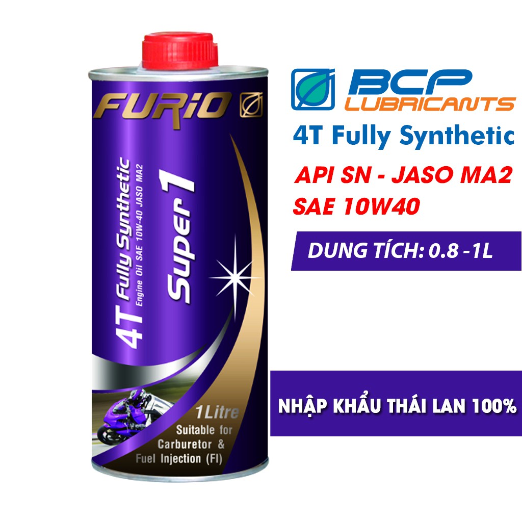 MUA 2 TẶNG 1 NHỚT XE MÁY TỔNG HỢP TOÀN PHẦN 100% BCP THÁI LAN SAE 10W40-API SN-JASO MA2 (1L)