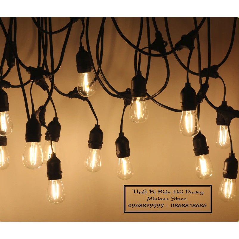 Bộ dây đui đèn thả trang trí chống nước ngoài trời IP65 TN121 có phích cắm và đầu nối nhiều bộ - Bảo hành 12 tháng