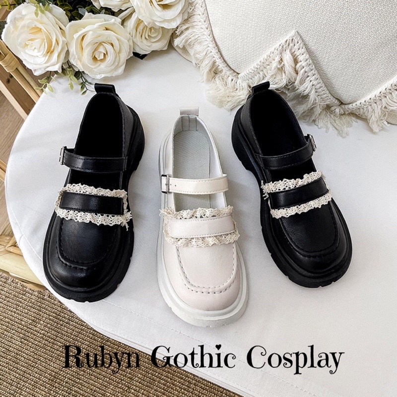 [SẴN] ✨Giày Lolita phối ren siêu xinh đế cao 5cm ( màu Trắng và Đen ) size 35 - 40