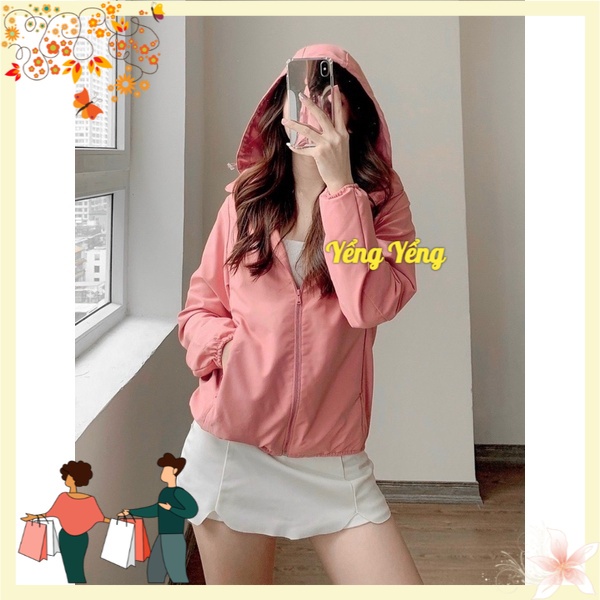 ANU550 - ÁO KHOÁC GIÓ NỮ TRƠN MŨ 2 LỚP GU
