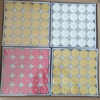 BÁN SỈ - Hộp 100v Nến Tealight Bông Hoa Mai Thời Gian Đốt Cháy 2h , Không Mùi Không Khói - Màu Trắng vàng Đỏ