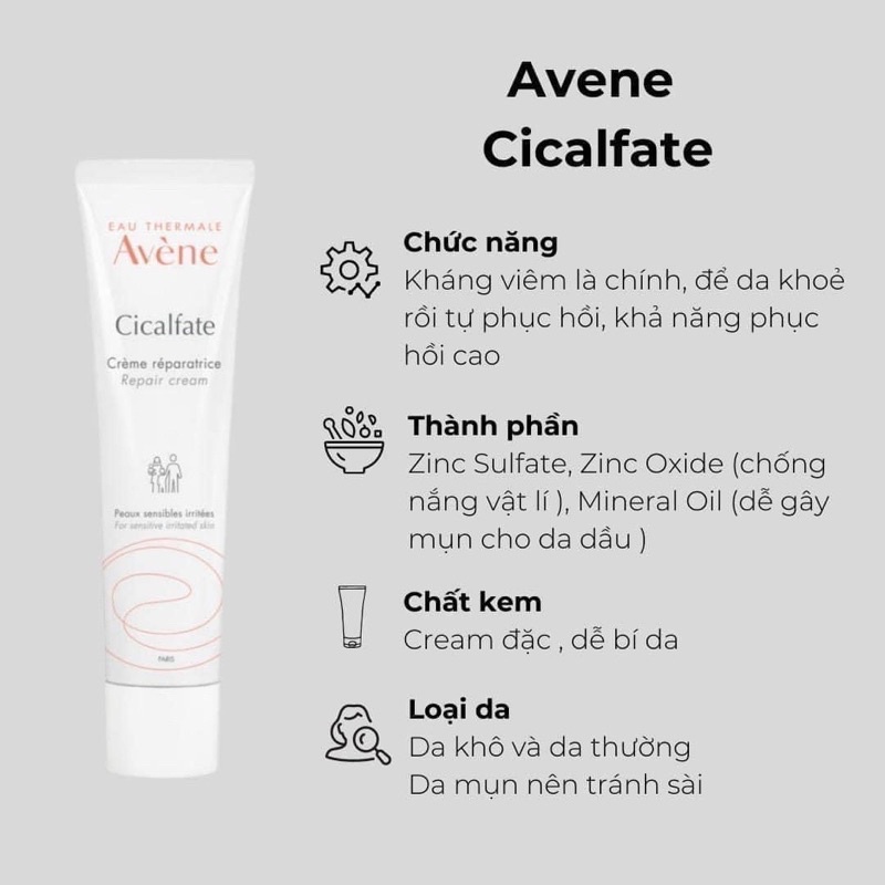 Avene Cicalfate Repair Cream tái tạo hồi phục da
