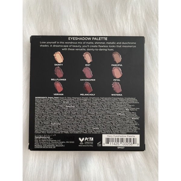 Bảng phấn mắt Sigma Beauty Hazy -Mỹ