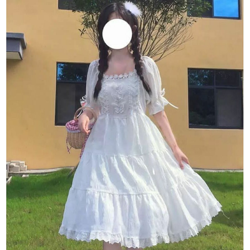 Đầm babydoll trắng Nhật Bản