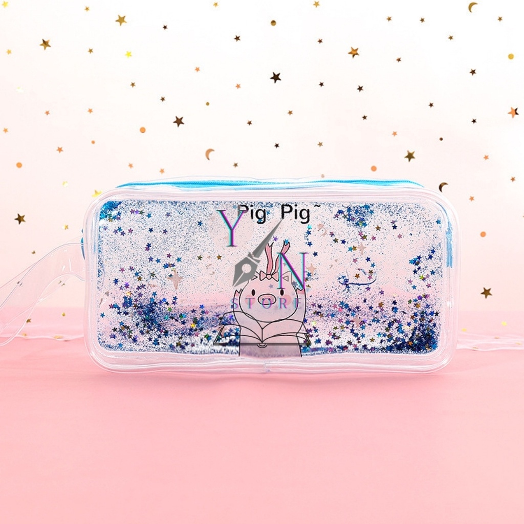 Hộp Bút Trong Suốt Nhựa PVC Chống Nước Cát Nhũ Siêu Xinh