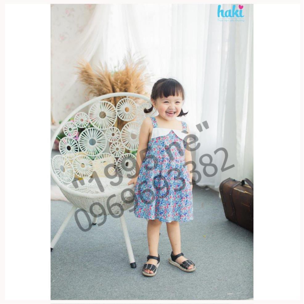 Váy cúp ngực Haki- Hoa xanh đỏ-HK482.1 ( Hàng Việt Nam xuất khẩu)