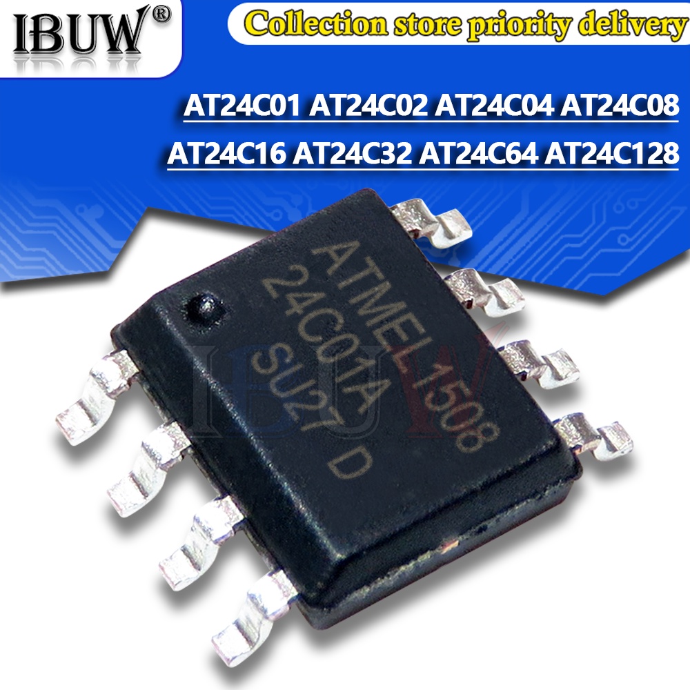 Bộ 10 Chip AT24C01 AT24C02 AT24C04 AT24C08 AT24C16 AT24C32 AT24C64 AT24C128 AT24C256 AT24C512 AT93C46 At24C24C128 AT24C256 AT24C512 AT93C46 At9356 At24C S93668Aop Sop8Op