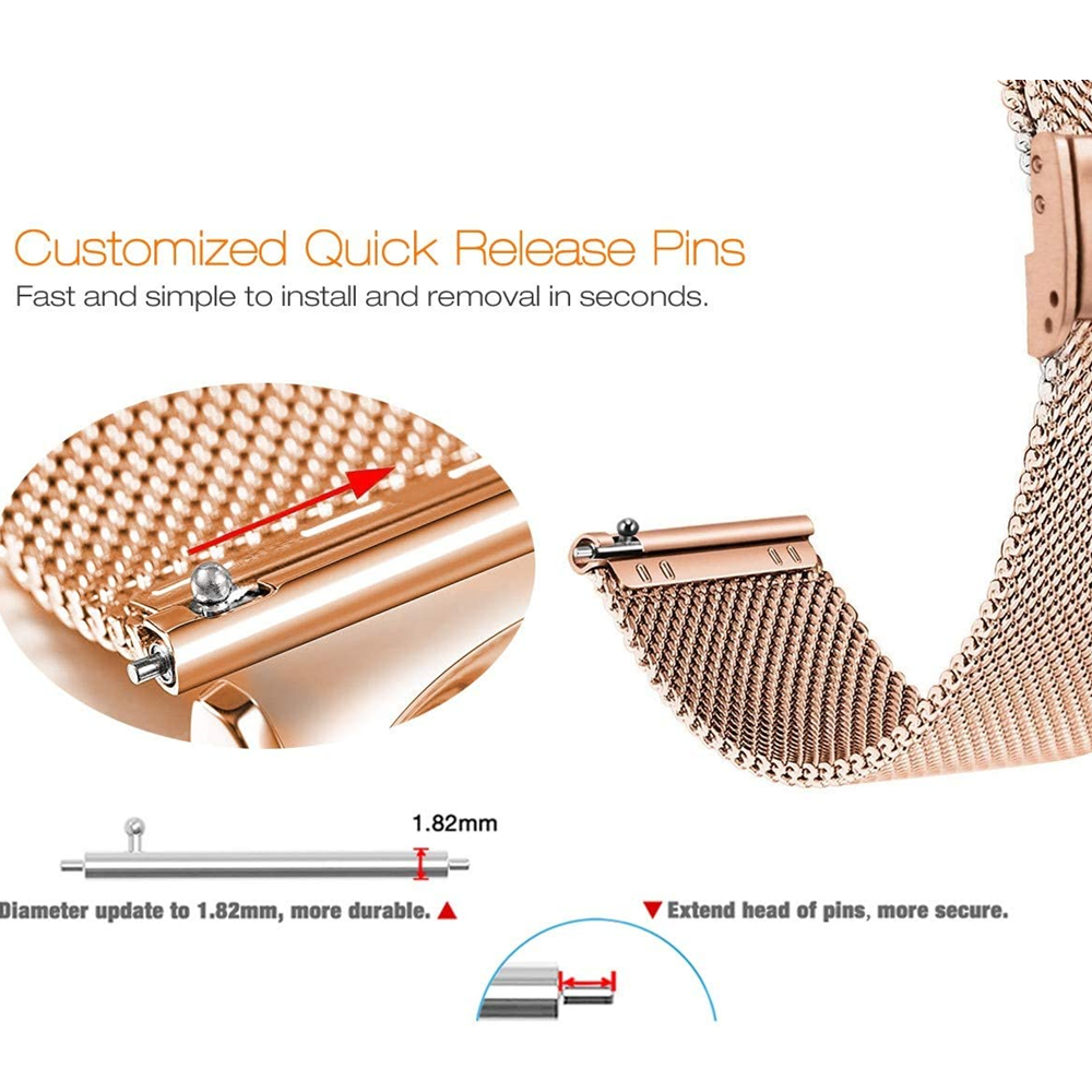 Dây đeo inox 20mm cho đồng hồ thông minh Xiaomi Huami Amazfit Bip S U Lite/ Gts 2 Mini/ Amiluou Ls02 tùy chọn màu sắc