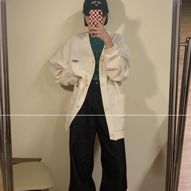 Áo Khoác Cardigan Thêu Simpis Nữ - Khoát kiểu form rộng tay bồng style học sinh đơn giản hàn quốc