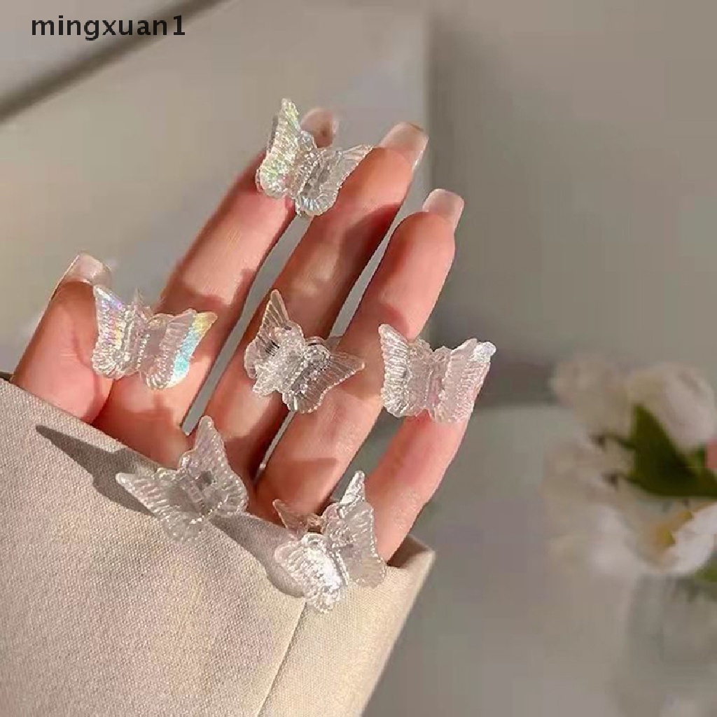 Set 10 Kẹp Tóc Hình Bướm Mini Bằng Resin Trong Suốt Thời Trang Cho Bé Gái