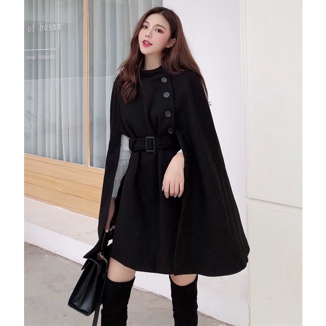 [Áo choàng cánh dơi] Áo dạ choàng tay cánh dơi phong cách hepburn Pháo nhẹ nhàng quý phái mùa thu đông | BigBuy360 - bigbuy360.vn