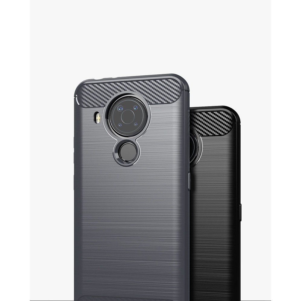 Ốp lưng dẻo Nokia 5.4, Nokia 3.4, Nokia 2.4 vân sợi cacbon chống sốc, chống vân tay Rugger Amor