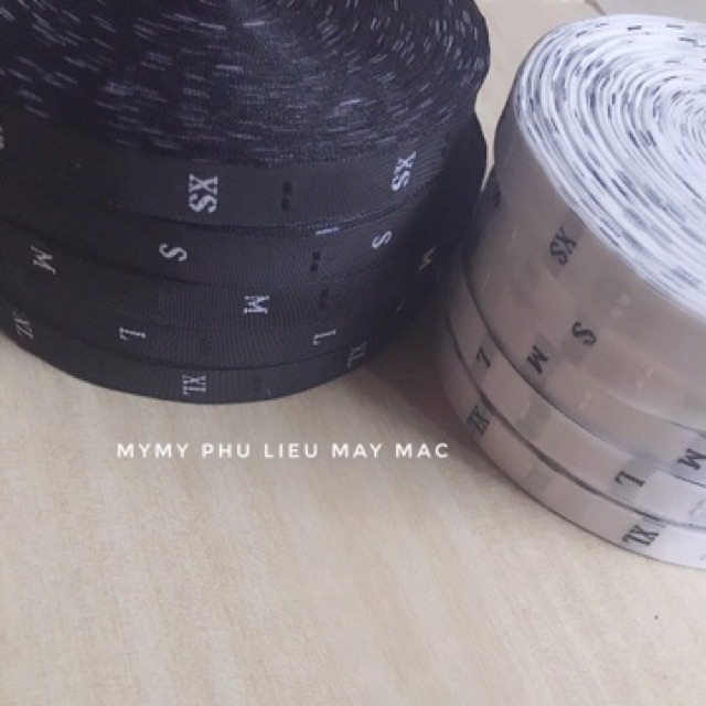 Nhãn dệt size Trắng Đen