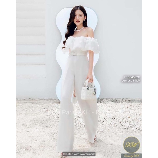 Jumpsuits trắng bi nổi