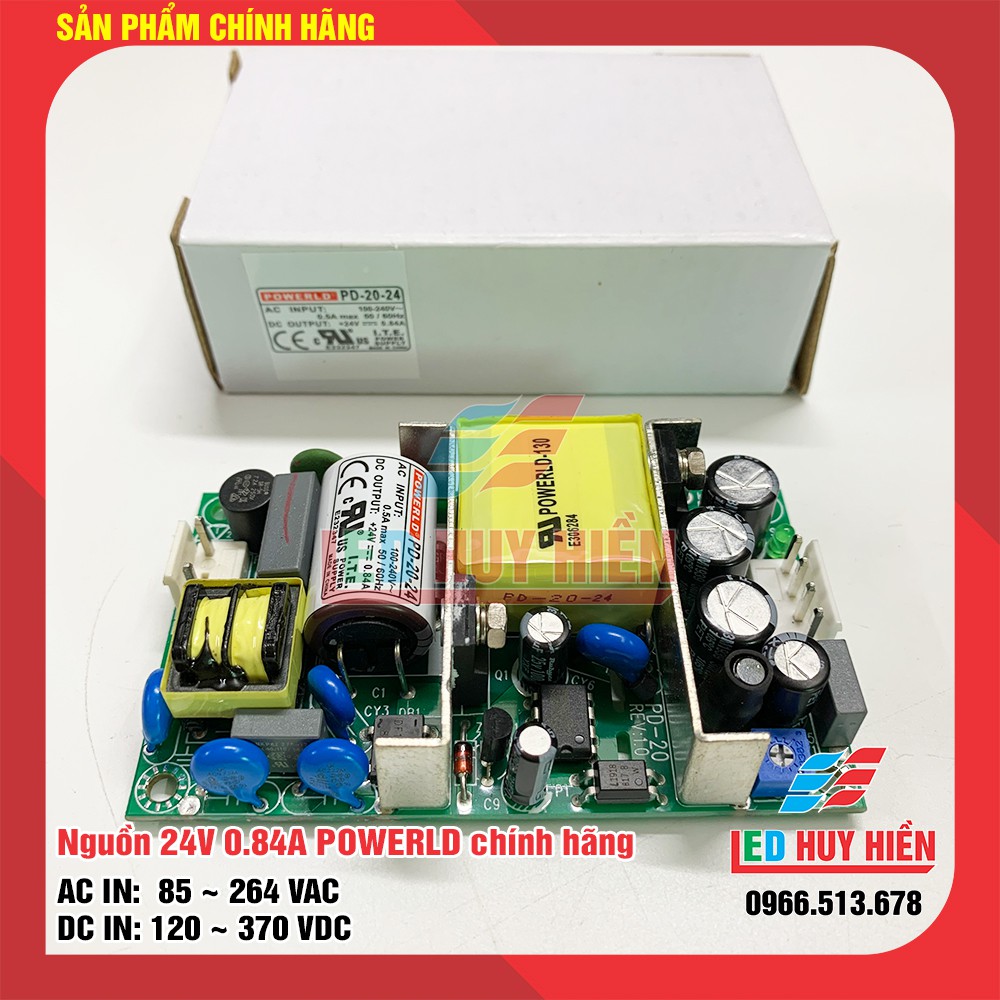 Nguồn 24v 0.84A POWERLD chính hãng, nguồn Led 24V 20W chất lượng mới 100%
