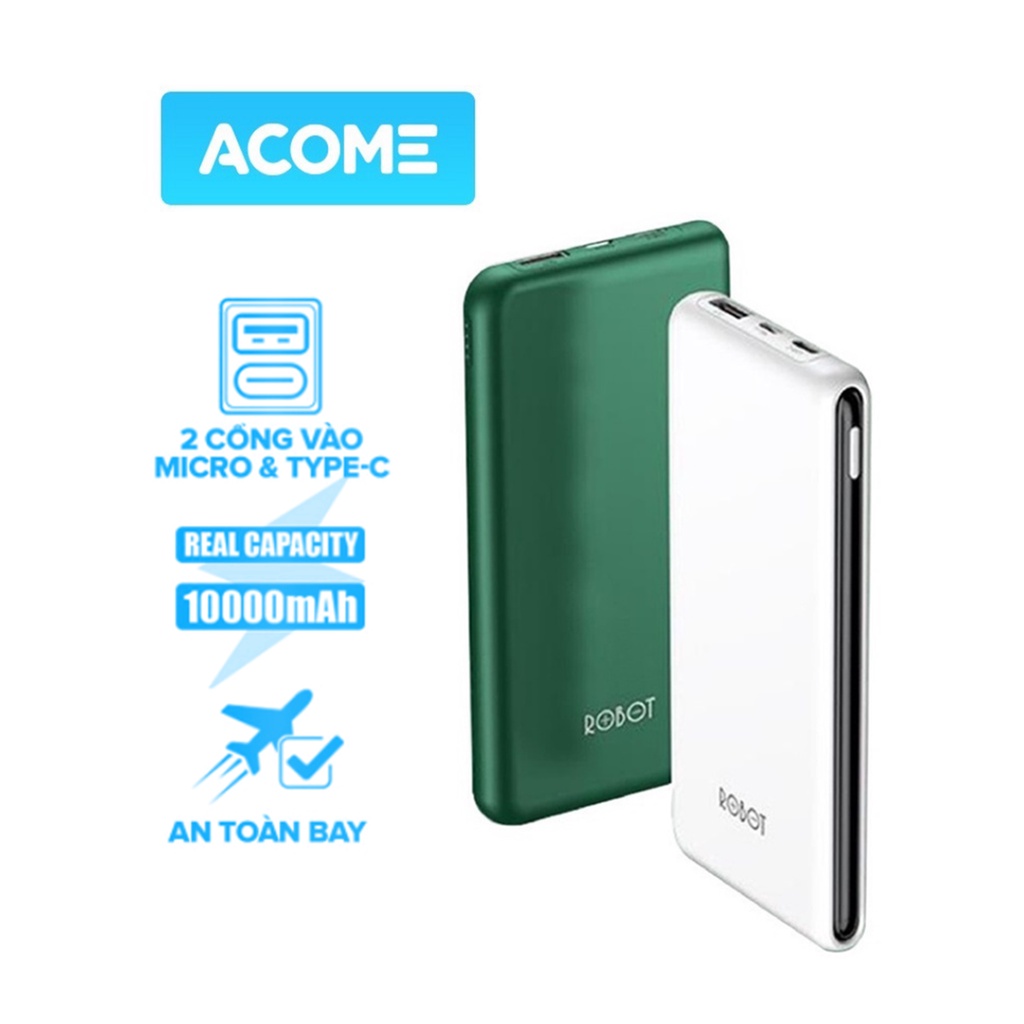Pin Sạc Dự Phòng 10000mAh ACOME RT180 1 Output USB & 2 Input Micro/Type-C