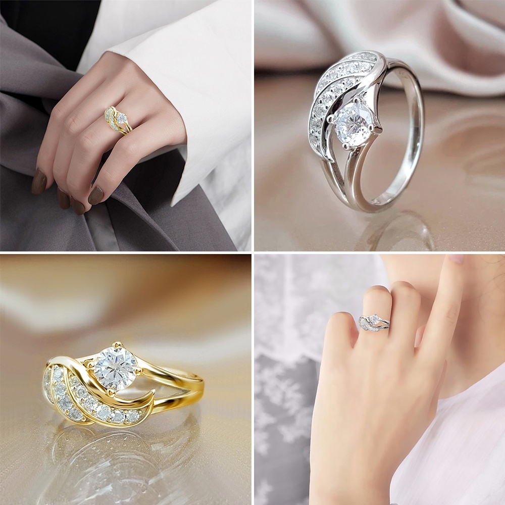 Nhẫn Hình Cánh Thiên Thần Đính Đá Zircon Thời Trang Cho Nữ