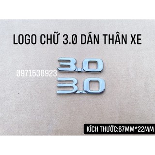 Logo chữ 3.0 dán thân xe