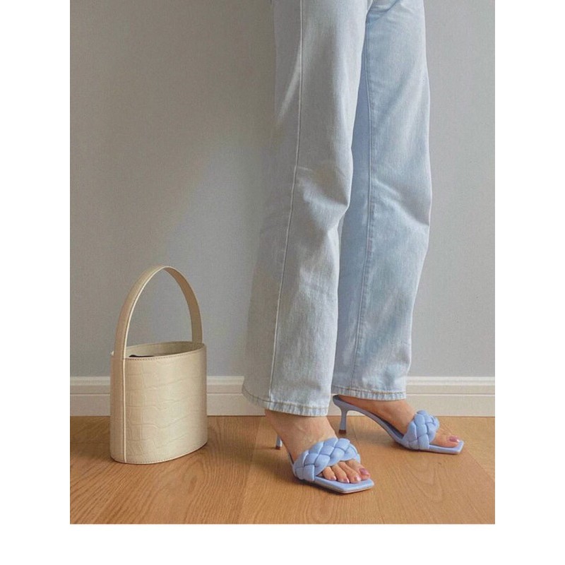 Guốc zara quai dây đan đế 6cm