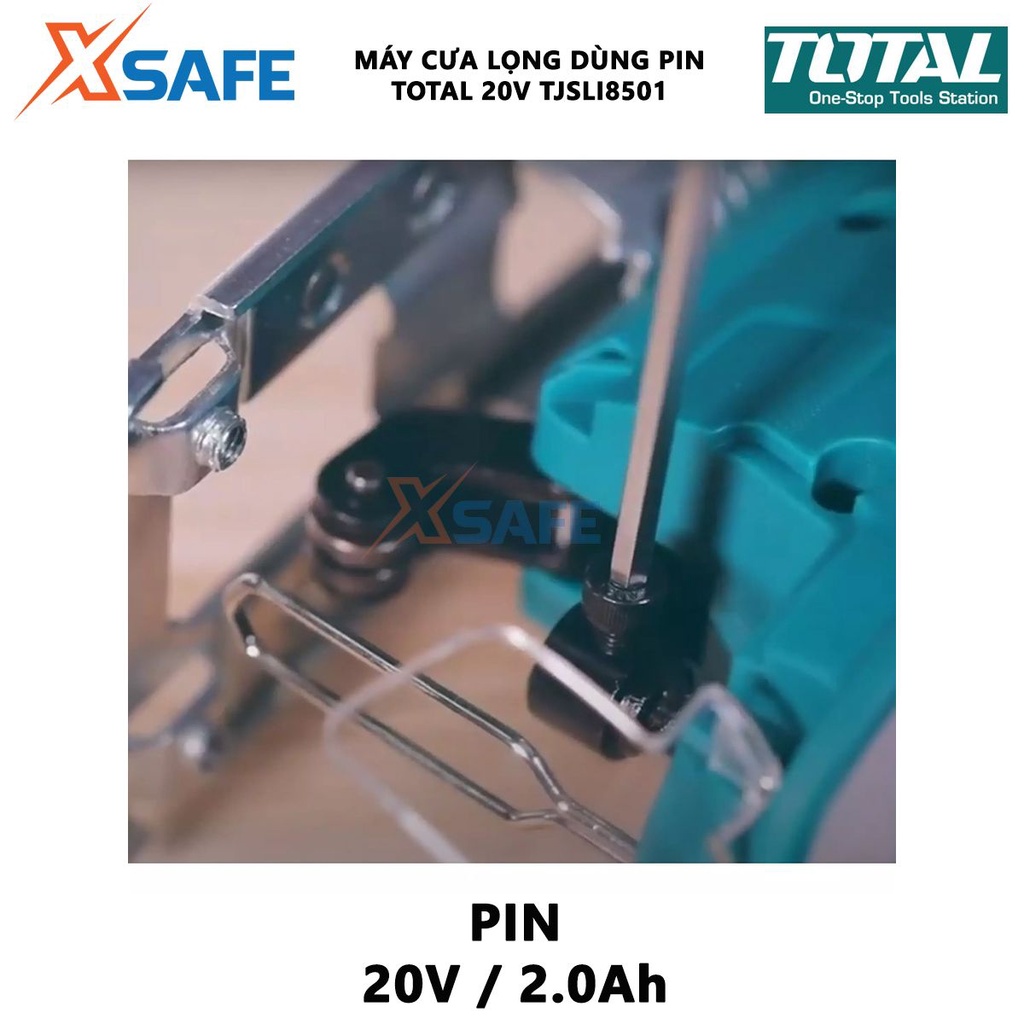 MÁY CƯA LỌNG DÙNG PIN TOTAL TJSLI8501 Máy cắt lọng cầm tay sử dụng pin: 20V / 2.0Ah tốc độ không tải: 0 - 2900 vòng/phút