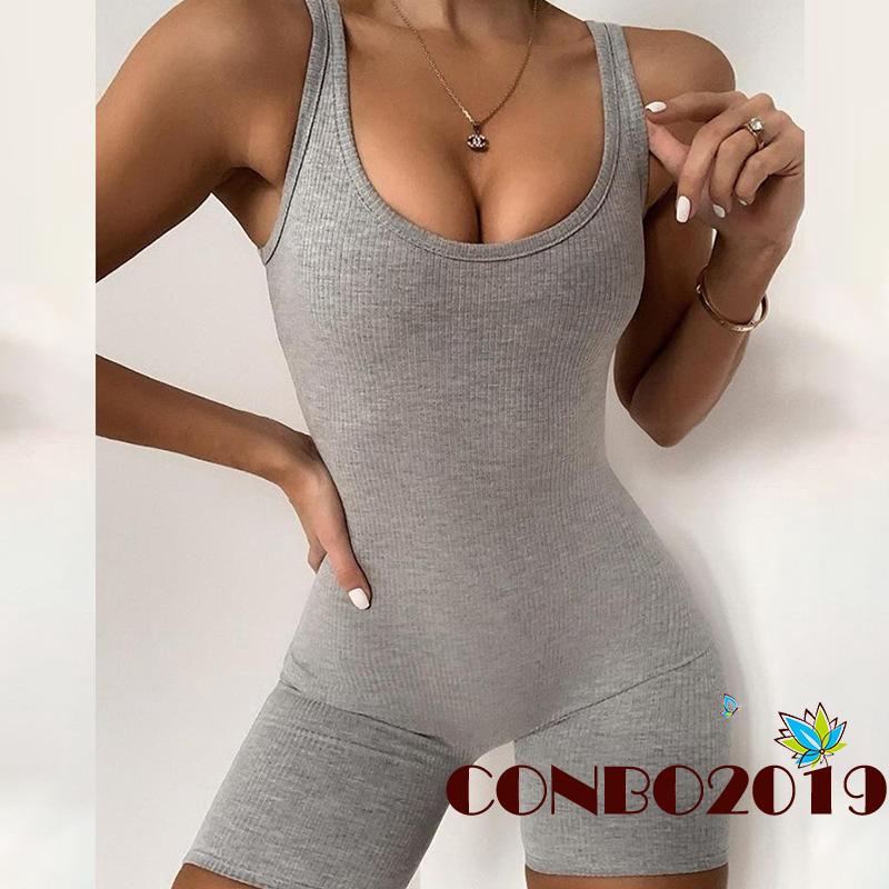 Y＆L ❥Women´s Sexy Round Neck Jumpsuit Fashion Street Shooting Solid Color Sleeveless Casual Home Jumpsuit