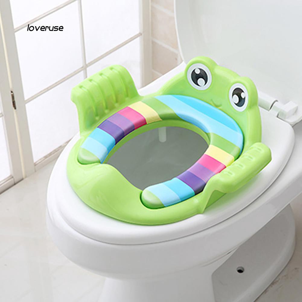 Miếng lót toilet bằng nhựa hình chú ếch có thanh tựa tay dễ thương tiện dụng cho bé