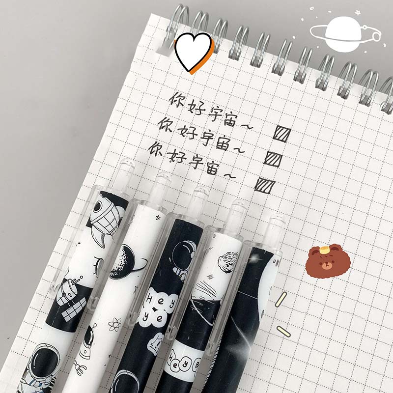 Bút bi mực đen ngòi 0.5mm thiết kế họa tiết đáng yêu tiện lợi