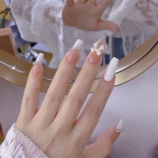 Bộ 24 móng tay giả đính đá lấp lánh thời trang dành cho nữ phong cách Hàn Quốc