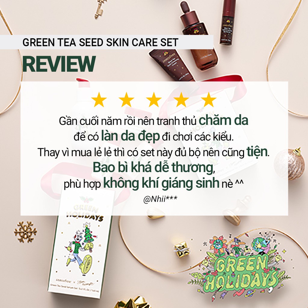 [Phiên bản Green Holidays] Bộ sản phẩm chăm da ẩm mượt trà xanh innisfree Green Tea Seed Skin Care Set