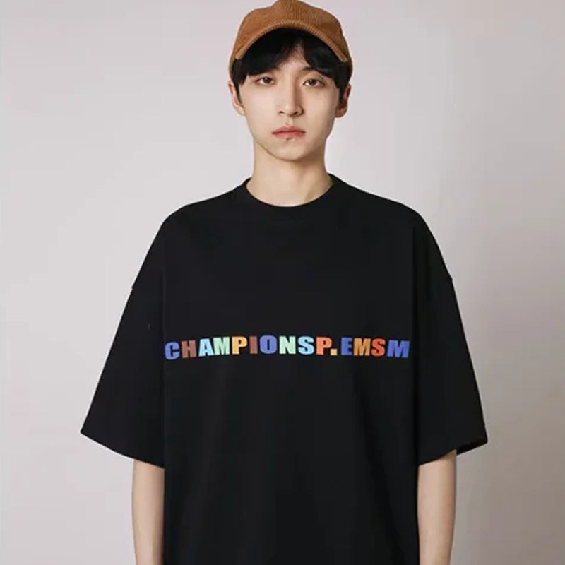 Áo thun ngắn tay  Summer couples are simple and fashionable, all-match British style, easy to match with short sleeve T-shirt  Oversized short sleeve T-shirt  size  S-5XL