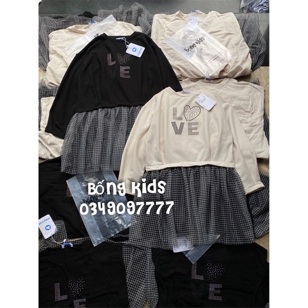 Váy Nỉ Tutu Bé Gái Love Đính Hạt MOR