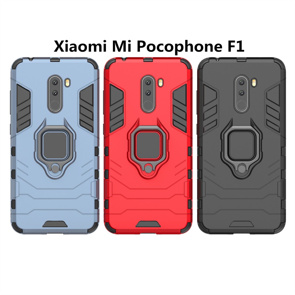 Ốp Lưng Bảo Vệ Phong Cách Áo Giáp Iron Man Có Vòng Nhẫn Cho Xiaomi Mi Pocophone F1 / Redmi 5 Plus