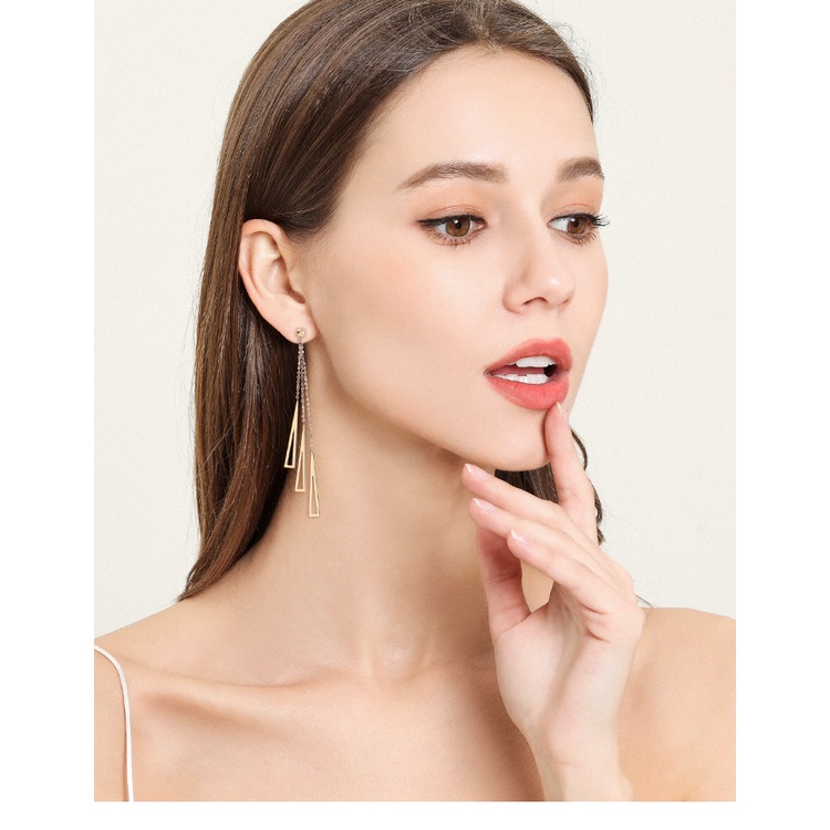 Bông tai titan 3 thanh rỗng E1-110A - CAM KẾT KHÔNG GỈ, KHÔNG BAY MÀU - BẢO HÀNH 12 THÁNG