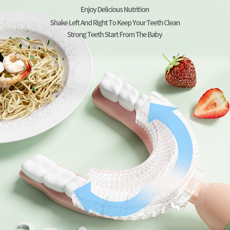 Bàn Chải Đánh Răng Hình Chữ U Bằng Silicone Dành Cho Bé 1-12 Tuổi