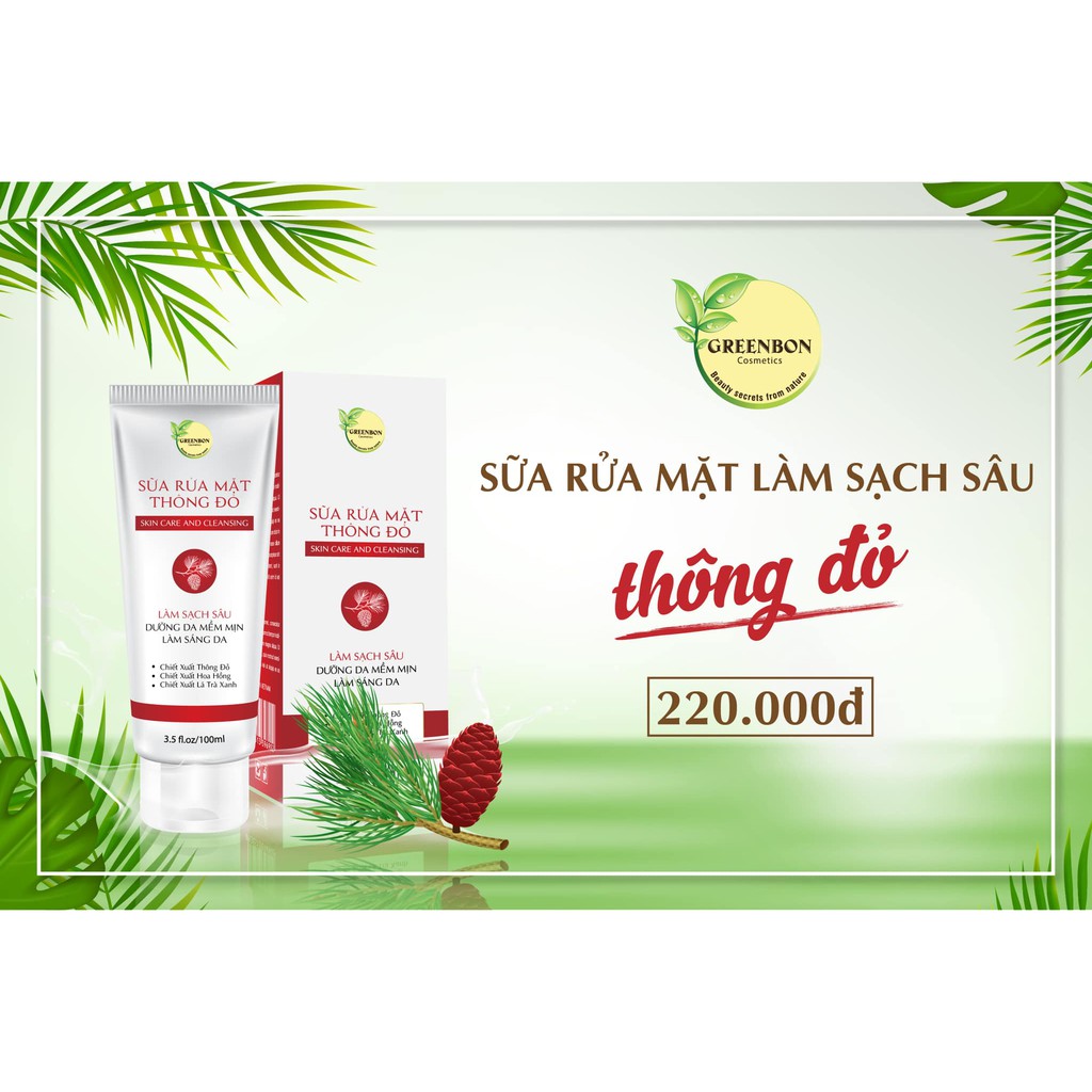Sữa rửa mặt thông đỏ GREENBON