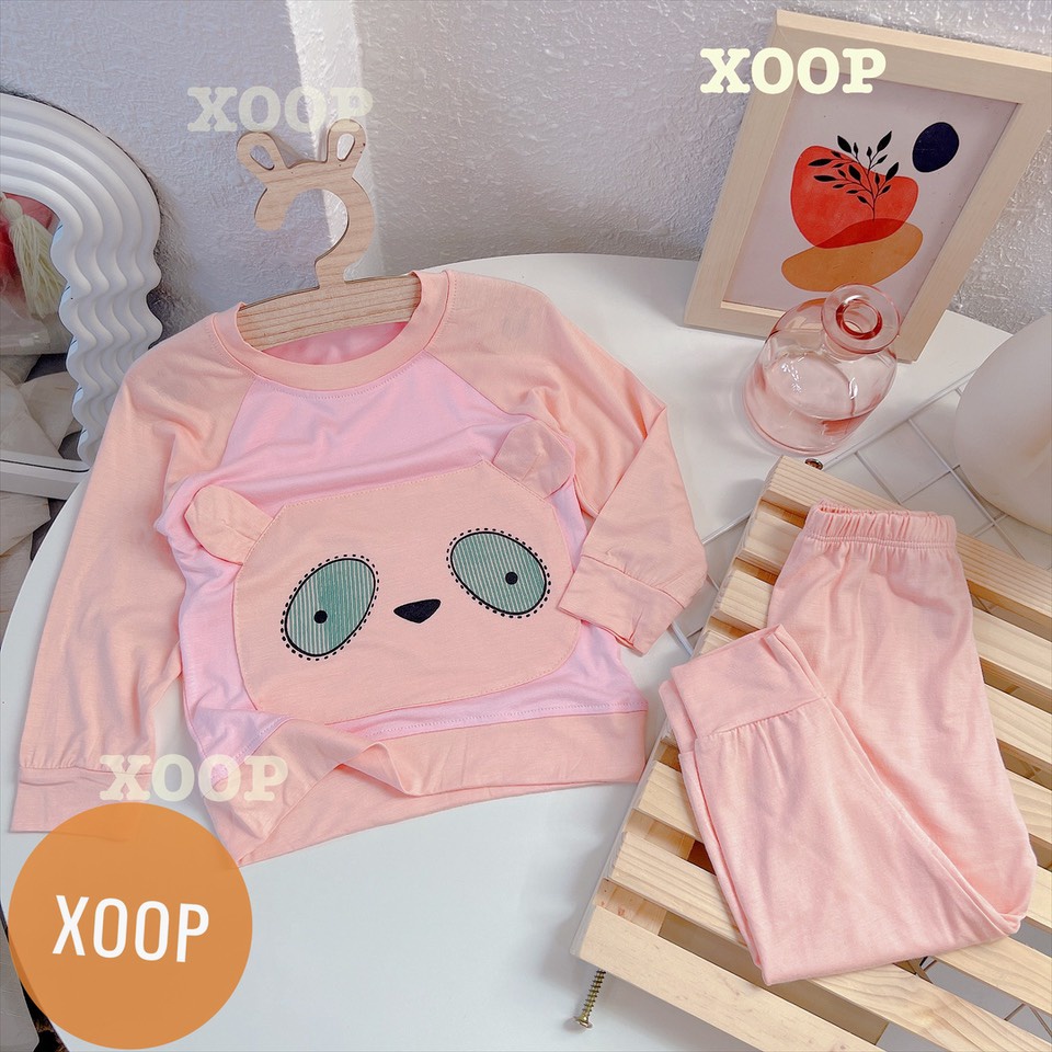 Xả hàng Bộ dài tay chất thun lạnh- Bộ dài tay xoop  in họa tiết 2 mắt 2 tai cho bé  BD12