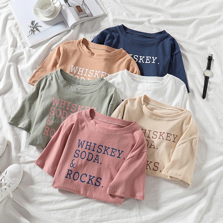 NUZIRO  Áo Thun Tay Ngắn Form Rộng In Chữ Phong Cách Cá Tính Hàn Quốc