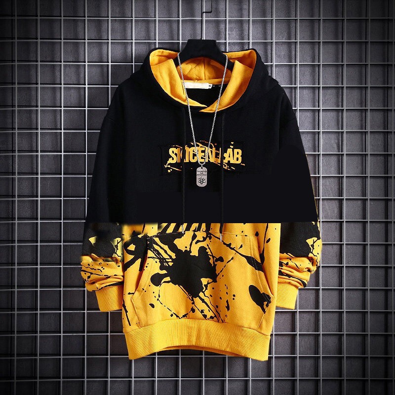 -HÀNG NHẬP KHẨU Áo Hoodie Nam Mũ Trùm Kết Hợp Dây In Họa Tiết Phối Màu Phong Cách Đường Phố Thời Trang Mixxstore TOP NAM