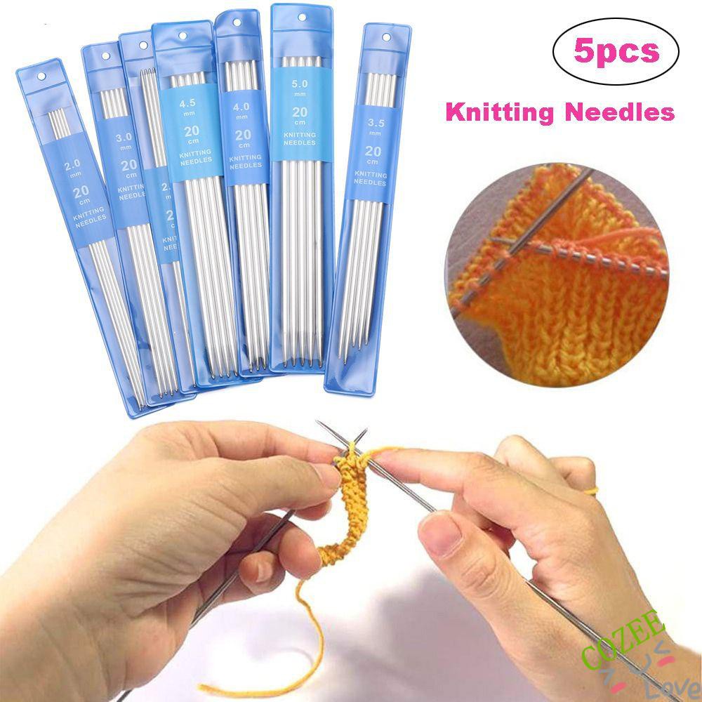 Set 5 Cây Kim Đan Móc Len Bằng Thép Không Gỉ Nhiều Kích Thước