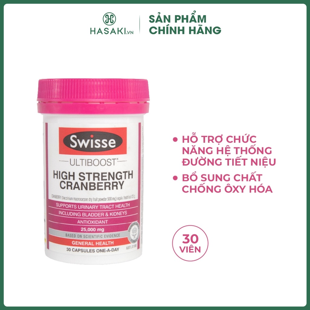 Viên Uống Nam Việt Quất Swisse Hỗ Trợ Đường Tiết Niệu 30 Viên Ultiboost High Strength Cranberry | Hasaki