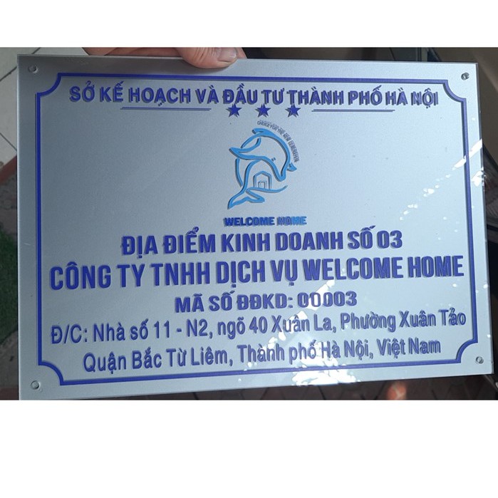 Biển công ty chất liệu in trên Mica (In UV, có Băng Dính, Đính Vít)