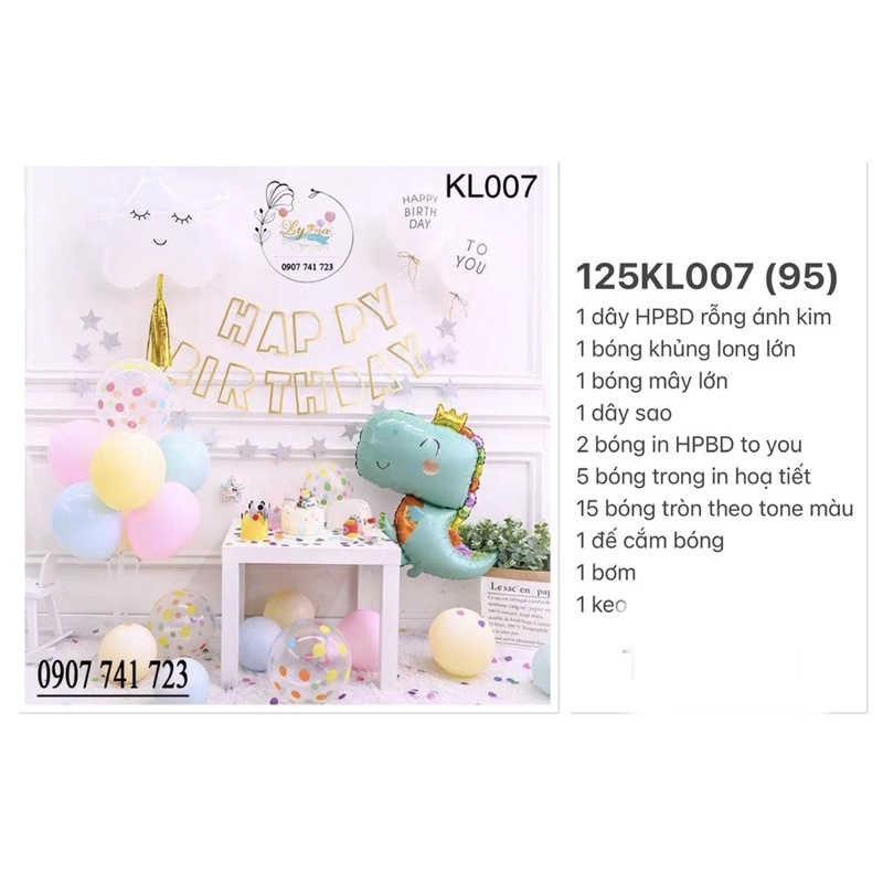 Bóng Trang Trí Sinh Nhật,FREESHIP, Set Khủng Long xanh xinh lung linh