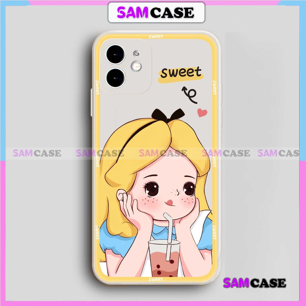 Ốp lưng iPhone Cặp đôi hình cô gái cạnh viền vuông silicon mềm dẻo cho 6/6s/7/8/X/XS/XR/11/12/13/1 Pro Plus Max cute đẹp