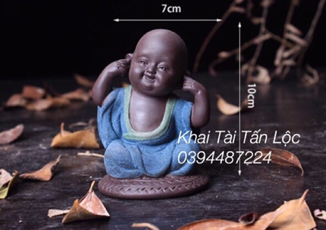 Bộ 3 chú tiểu tam không gốm tử sa mới nhất cao 10 cm