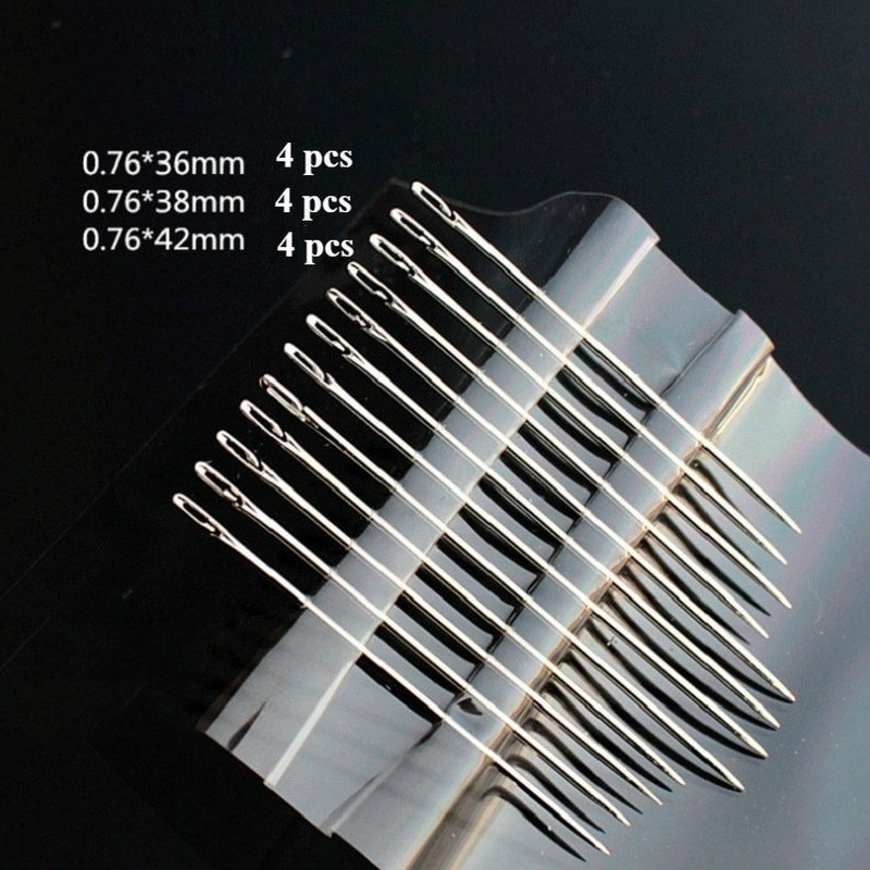 12pcs Self-Threading Sewing Needles Stainless Steel Quick Automatic Threading Needle Stitching Pins DIY Punch Needle Threader needle Threader Tool YUE