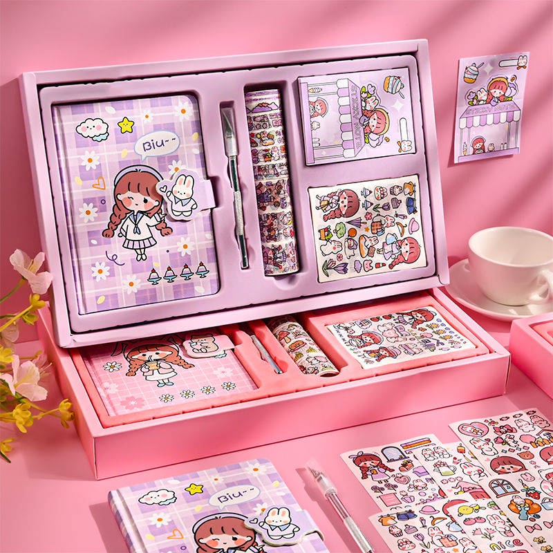 Hình Dán Trẻ Em。 Set Băng Keo Giấy Dán Trang Trí Sổ Tay DIY Hình Cô Gái Nhật Bản Dễ Thương