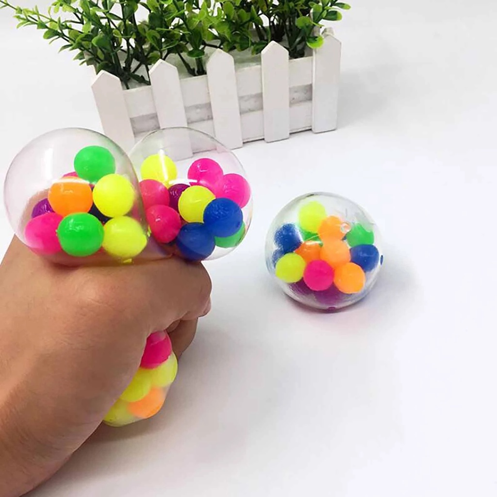 Đồ chơi quả bóng thông khí TPR cao su mềm đàn hồi có hạt màu sắc 6cm giải tỏa căng thẳng